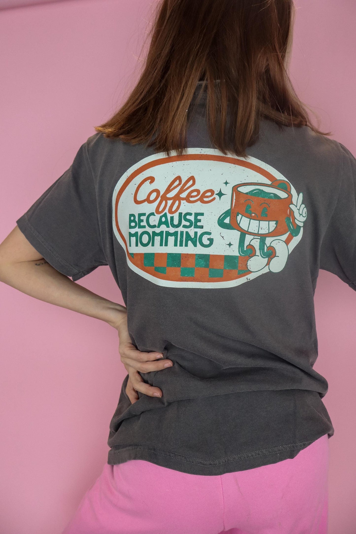 Coffee Because Momming Shirt, Retro Coffee Mom Tee
