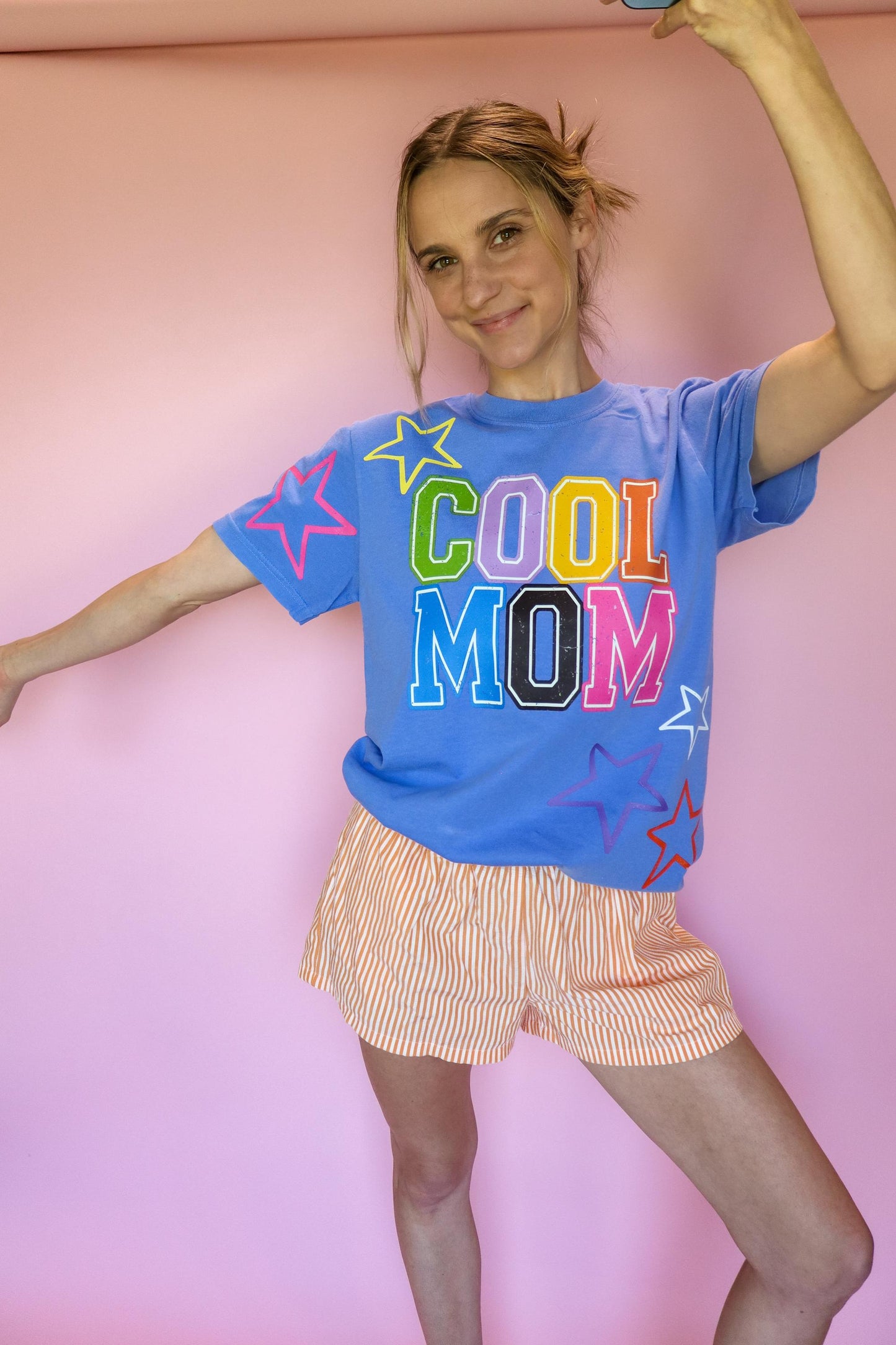 Cool Mom Shirt, Trendy Mom Tee, Colorful Varsity Mom T-shirt, Rainbow Graphic Shirt, Comfort Colors® Mom Shirt, Cute Mom Gifts