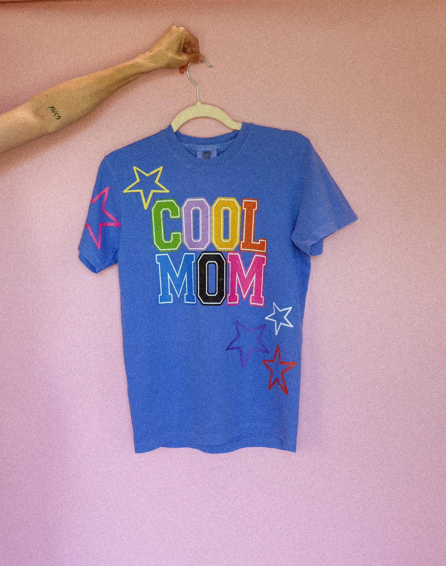 Cool Mom Shirt, Trendy Mom Tee, Colorful Varsity Mom T-shirt, Rainbow Graphic Shirt, Comfort Colors® Mom Shirt, Cute Mom Gifts