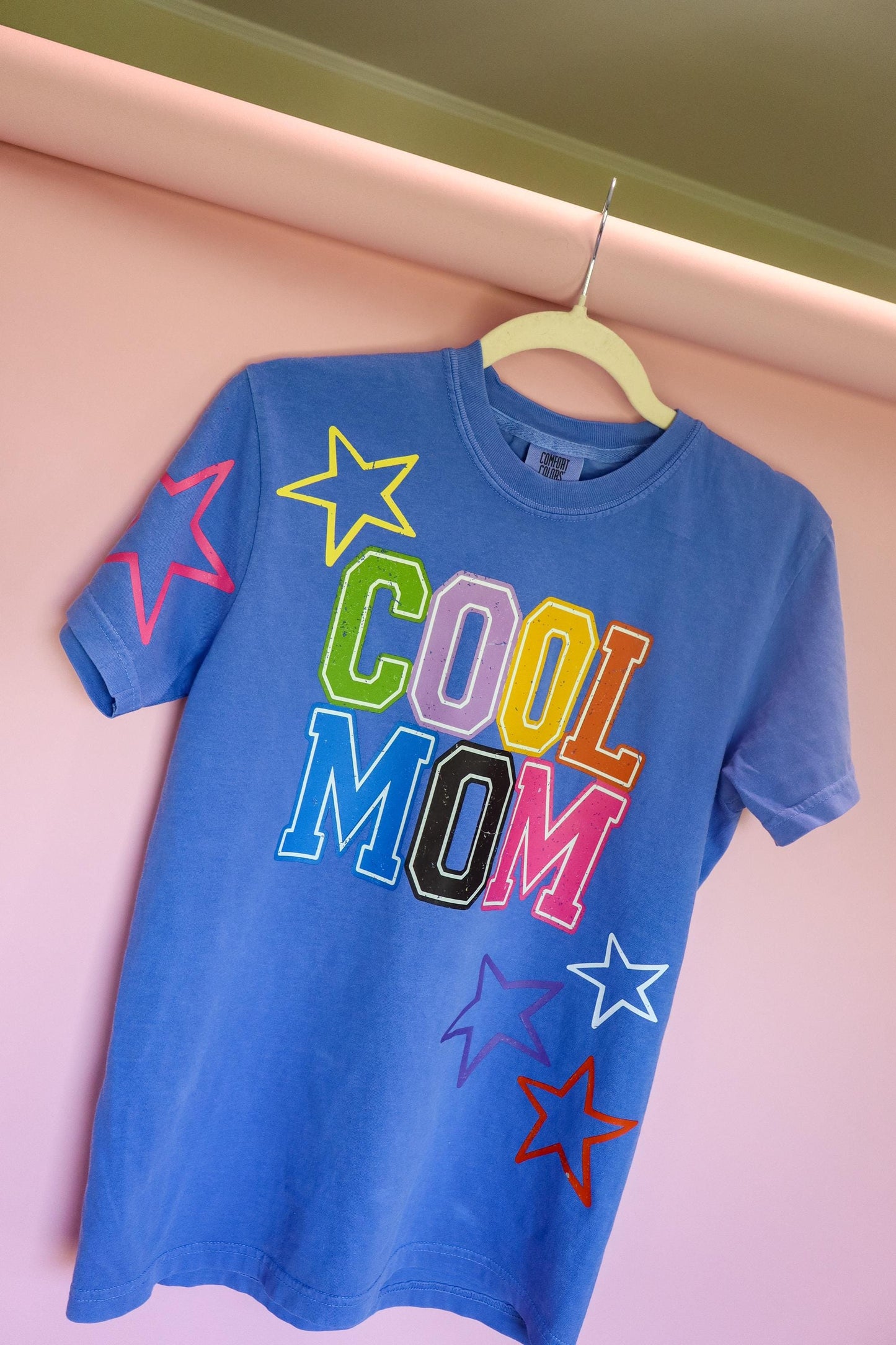 Cool Mom Shirt, Trendy Mom Tee, Colorful Varsity Mom T-shirt, Rainbow Graphic Shirt, Comfort Colors® Mom Shirt, Cute Mom Gifts