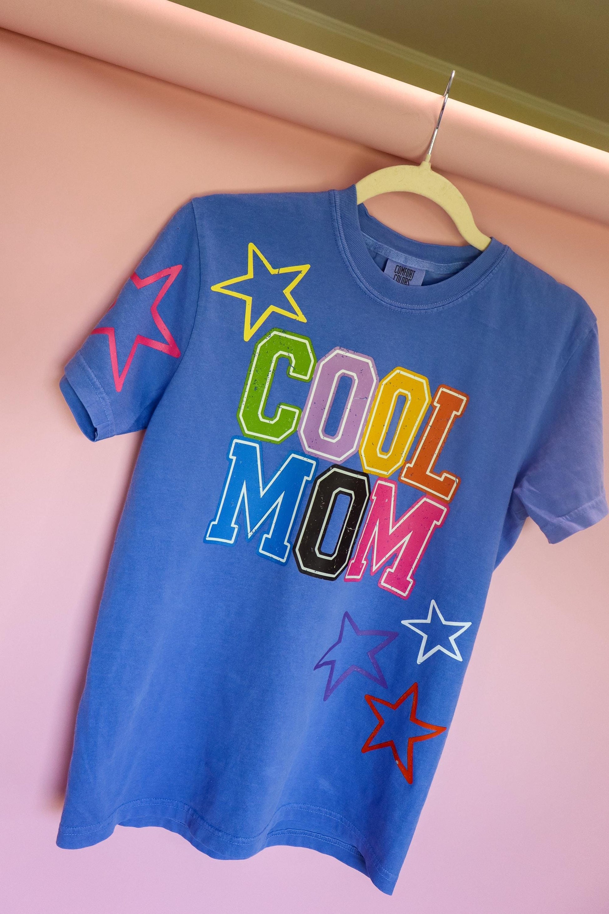 Cool Mom Shirt, Trendy Mom Tee, Colorful Varsity Mom T-shirt, Rainbow Graphic Shirt, Comfort Colors® Mom Shirt, Cute Mom Gifts