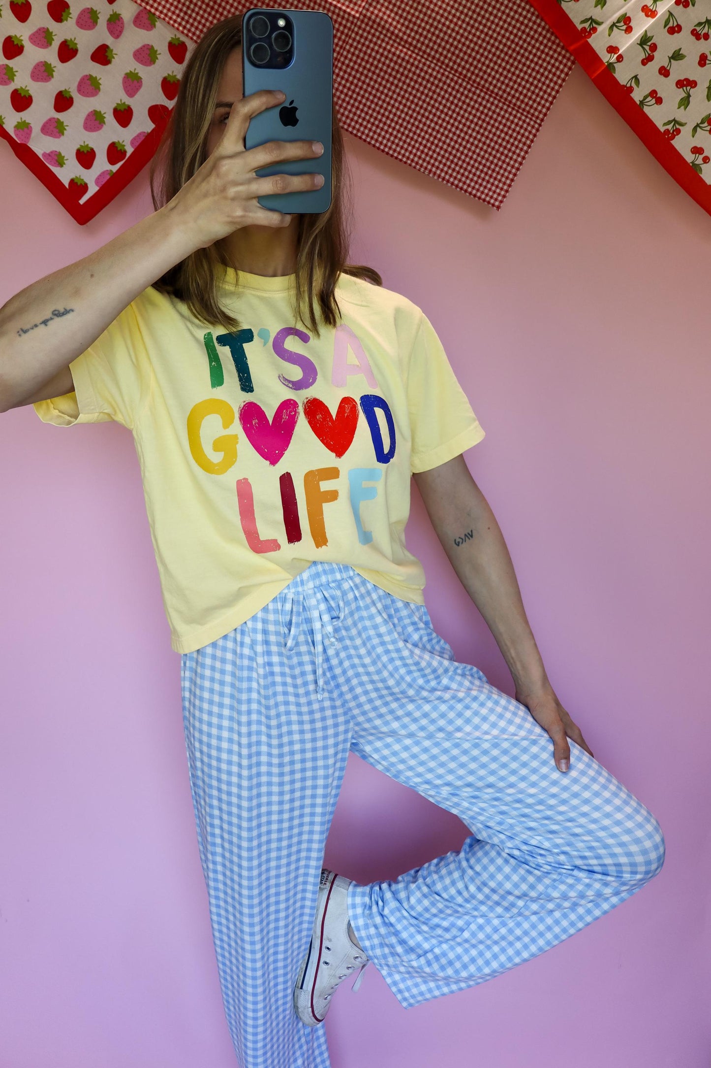 It’s a Good Life Shirt, Rainbow Graphic Tee, Positive Affirmation Shirt, Comfort Colors Butter Yellow Tee, Cute Mom Shirt