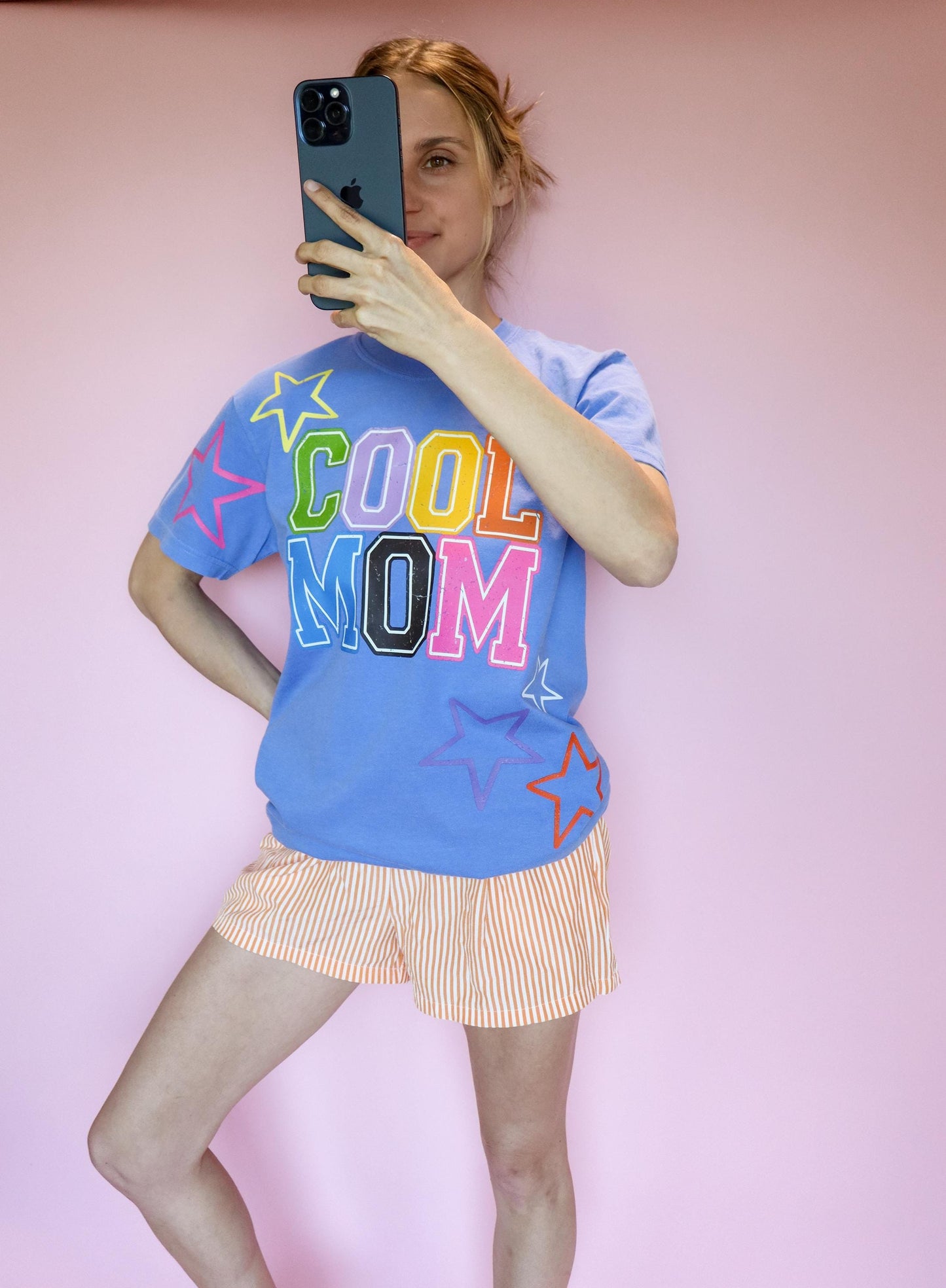 Cool Mom Shirt, Trendy Mom Tee, Colorful Varsity Mom T-shirt, Rainbow Graphic Shirt, Comfort Colors® Mom Shirt, Cute Mom Gifts