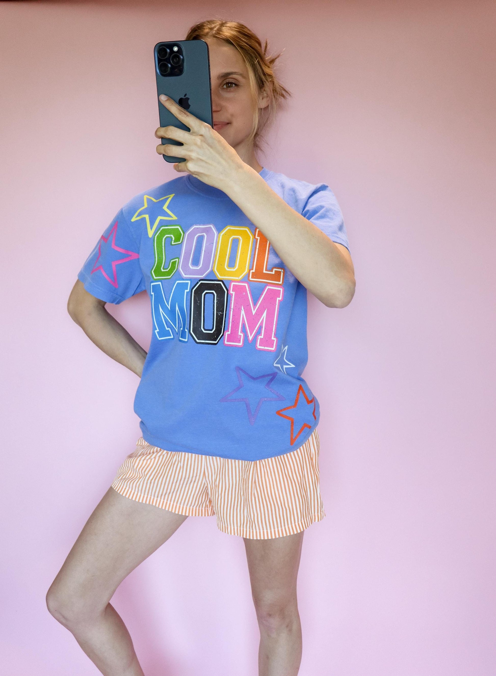 Cool Mom Shirt, Trendy Mom Tee, Colorful Varsity Mom T-shirt, Rainbow Graphic Shirt, Comfort Colors® Mom Shirt, Cute Mom Gifts