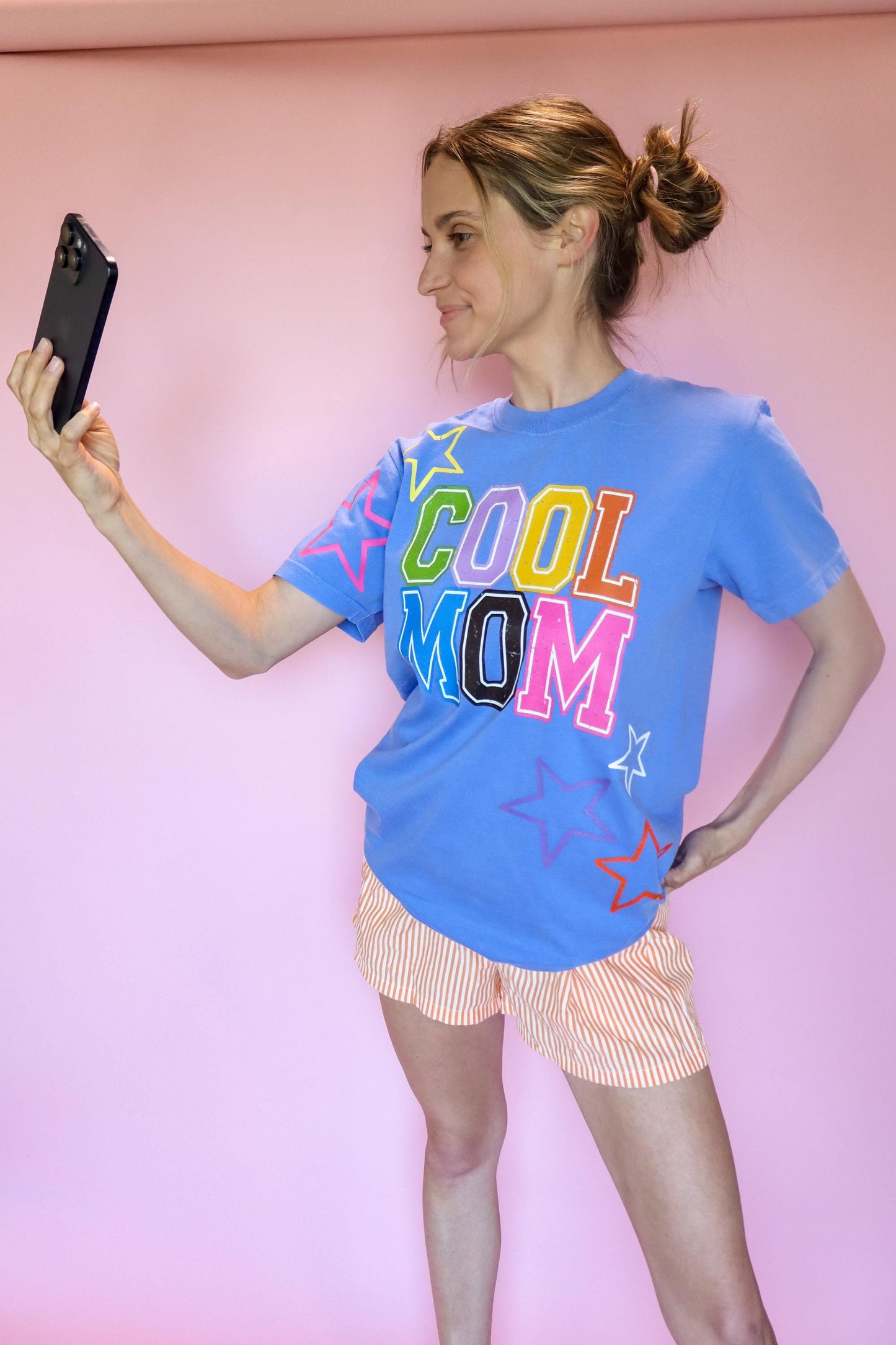 Cool Mom Shirt, Trendy Mom Tee, Colorful Varsity Mom T-shirt, Rainbow Graphic Shirt, Comfort Colors® Mom Shirt, Cute Mom Gifts
