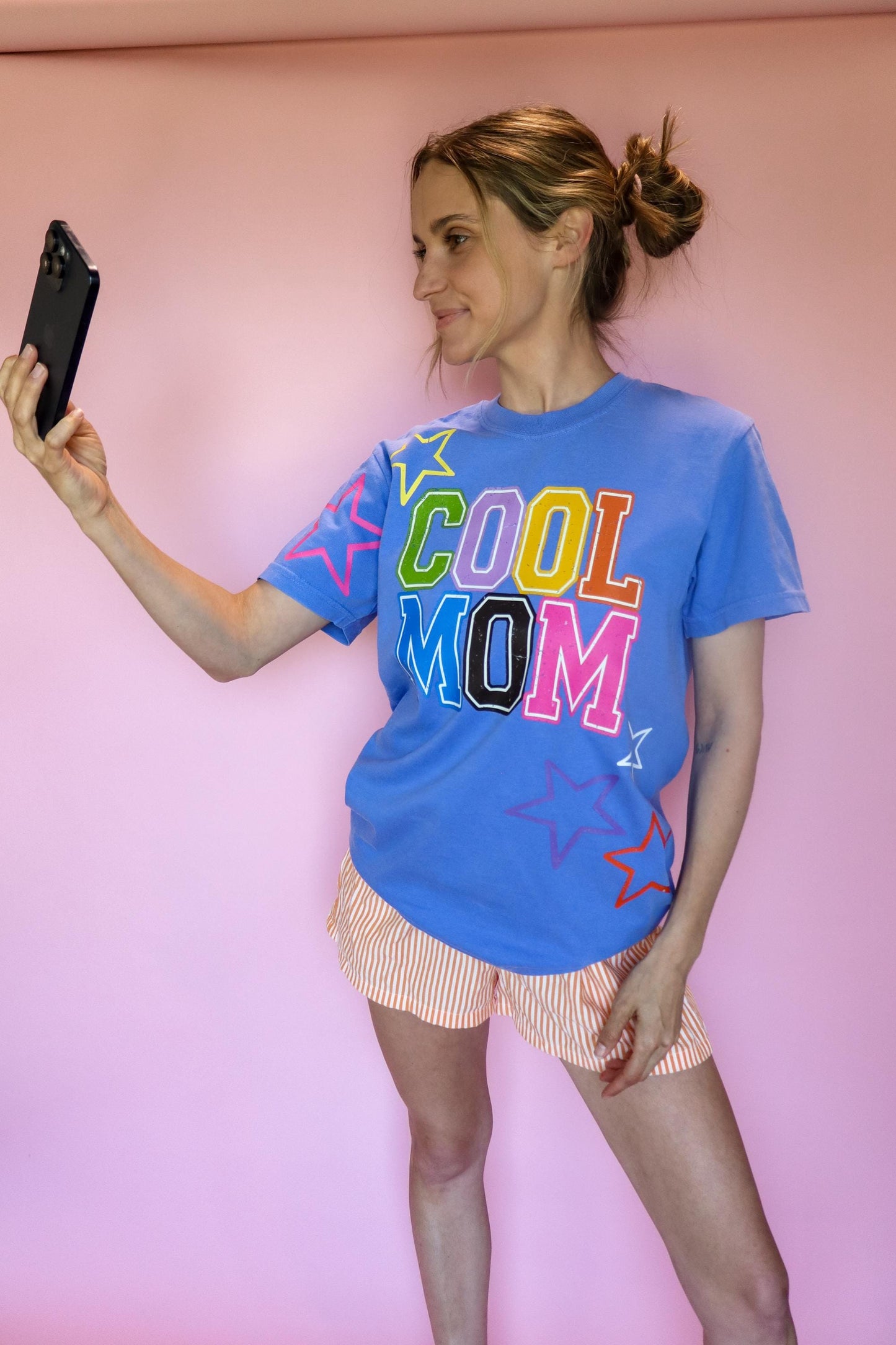 Cool Mom Shirt, Trendy Mom Tee, Colorful Varsity Mom T-shirt, Rainbow Graphic Shirt, Comfort Colors® Mom Shirt, Cute Mom Gifts