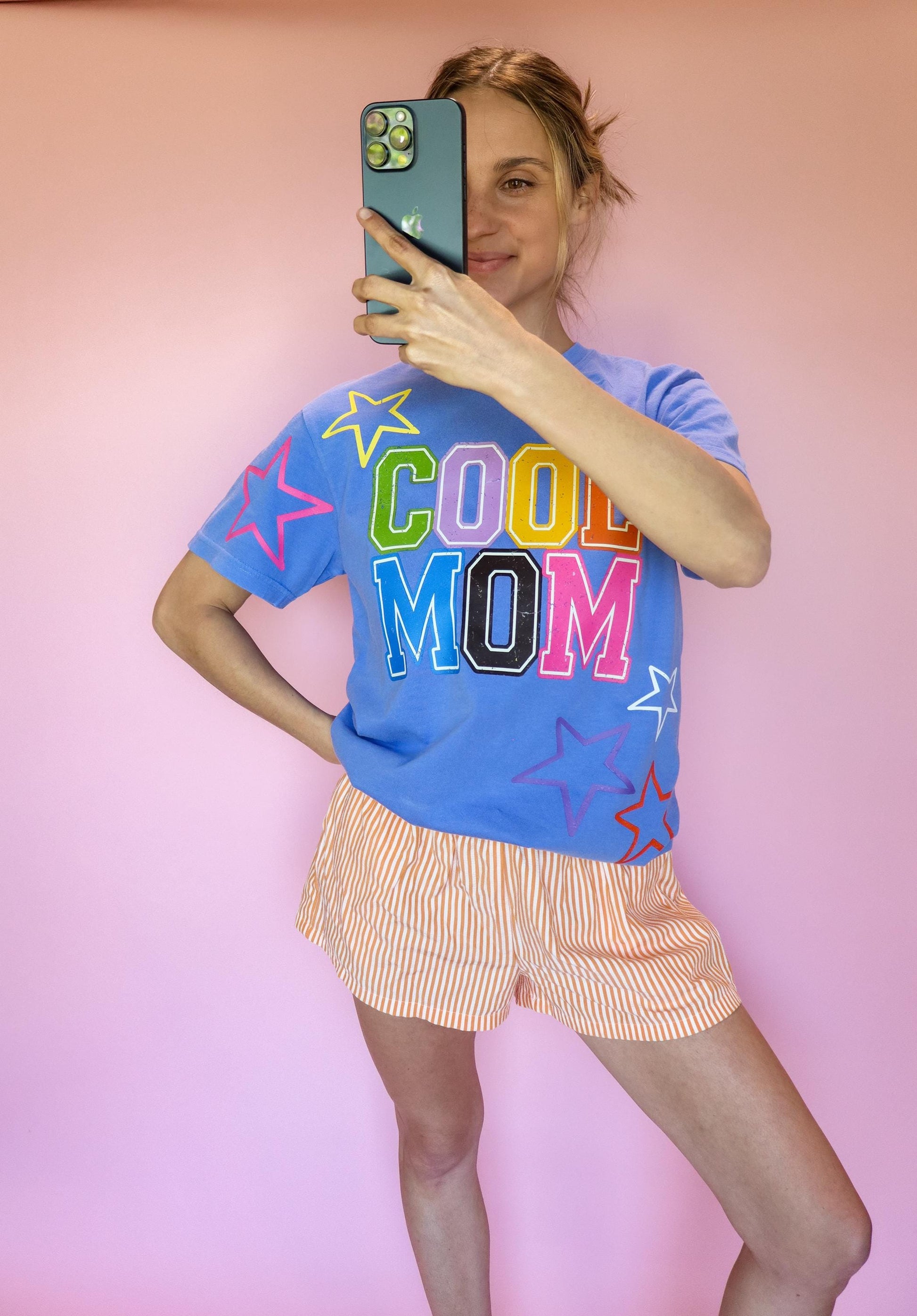 Cool Mom Shirt, Trendy Mom Tee, Colorful Varsity Mom T-shirt, Rainbow Graphic Shirt, Comfort Colors® Mom Shirt, Cute Mom Gifts