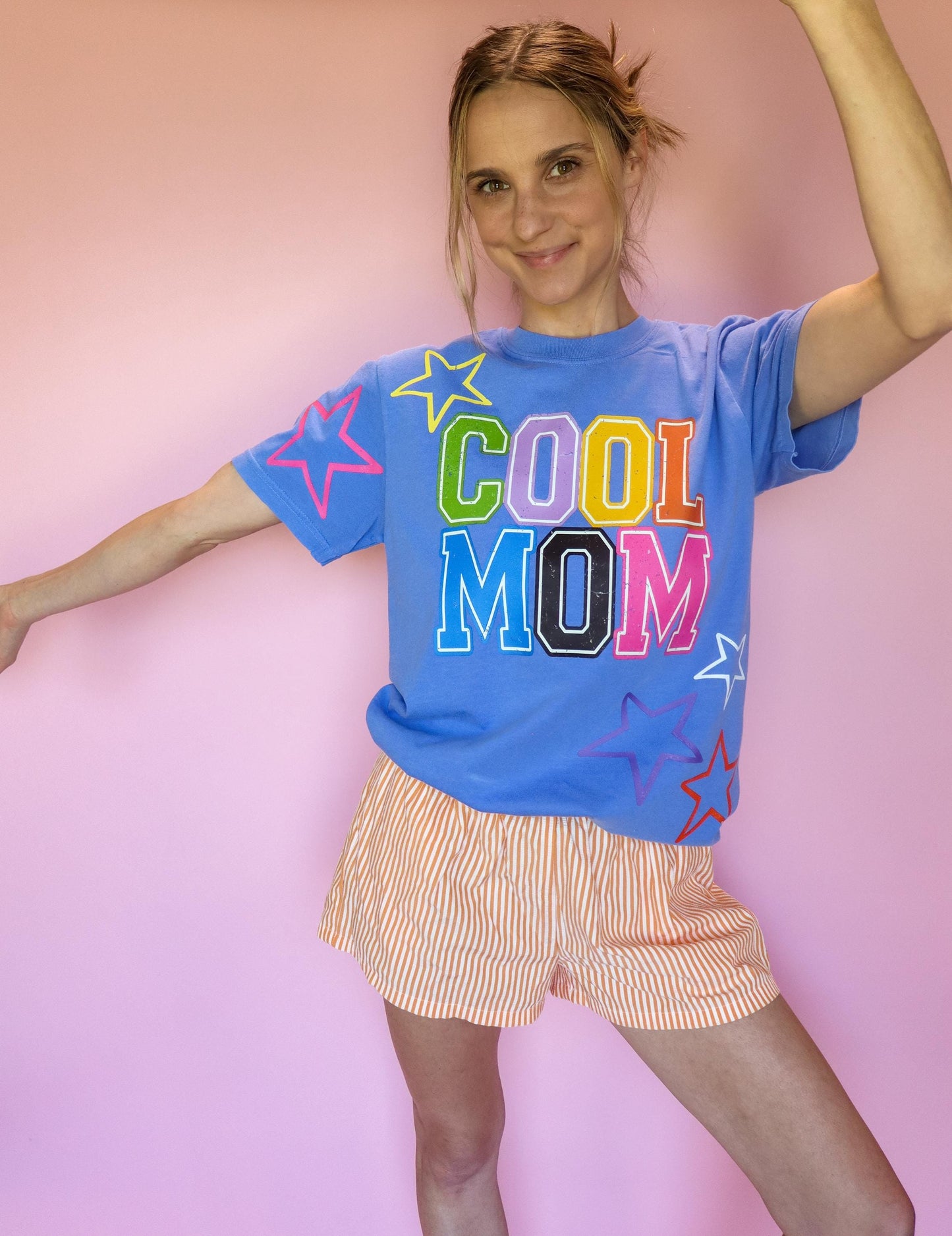 Cool Mom Shirt, Trendy Mom Tee, Colorful Varsity Mom T-shirt, Rainbow Graphic Shirt, Comfort Colors® Mom Shirt, Cute Mom Gifts