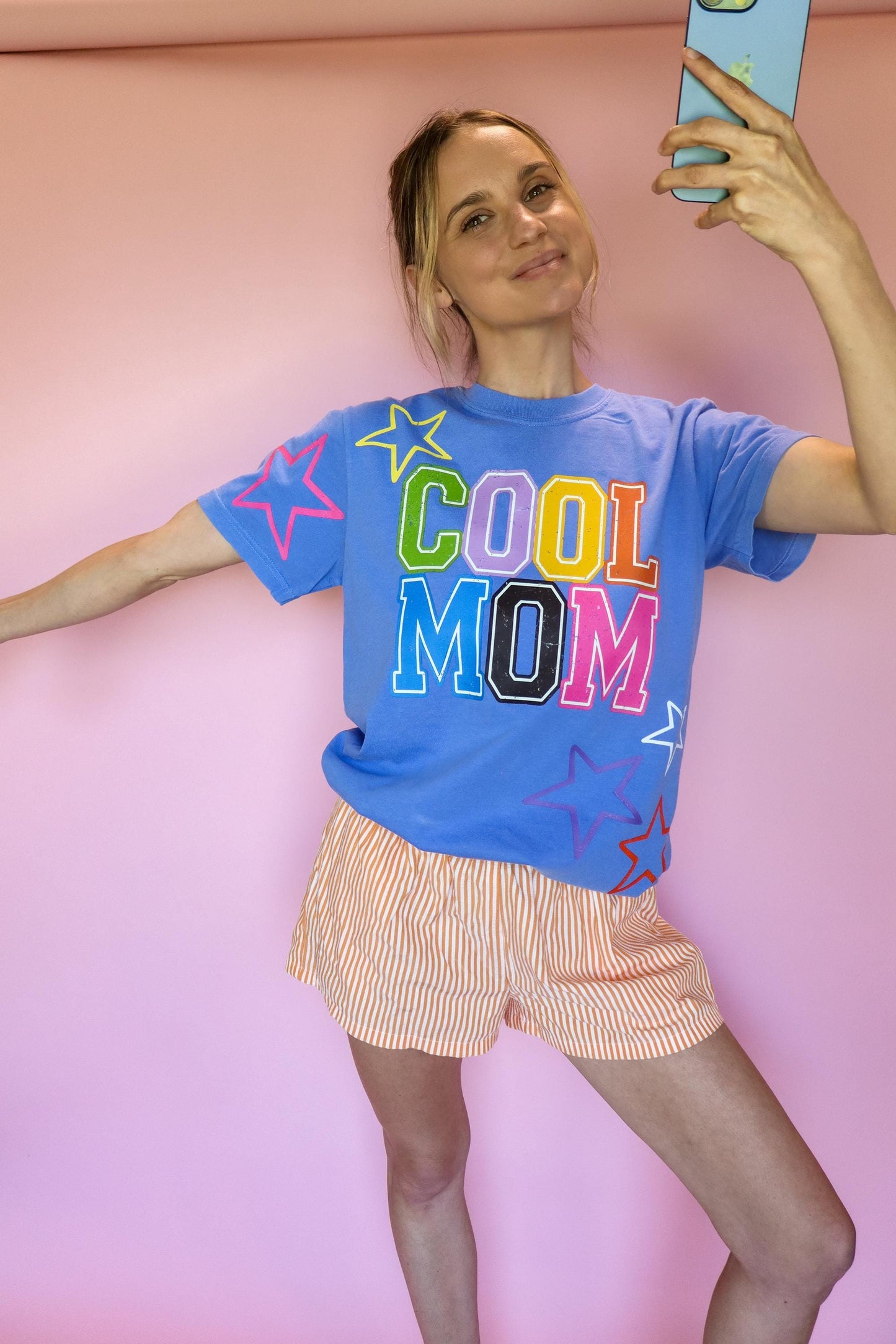 Cool Mom Shirt, Trendy Mom Tee, Colorful Varsity Mom T-shirt, Rainbow Graphic Shirt, Comfort Colors® Mom Shirt, Cute Mom Gifts