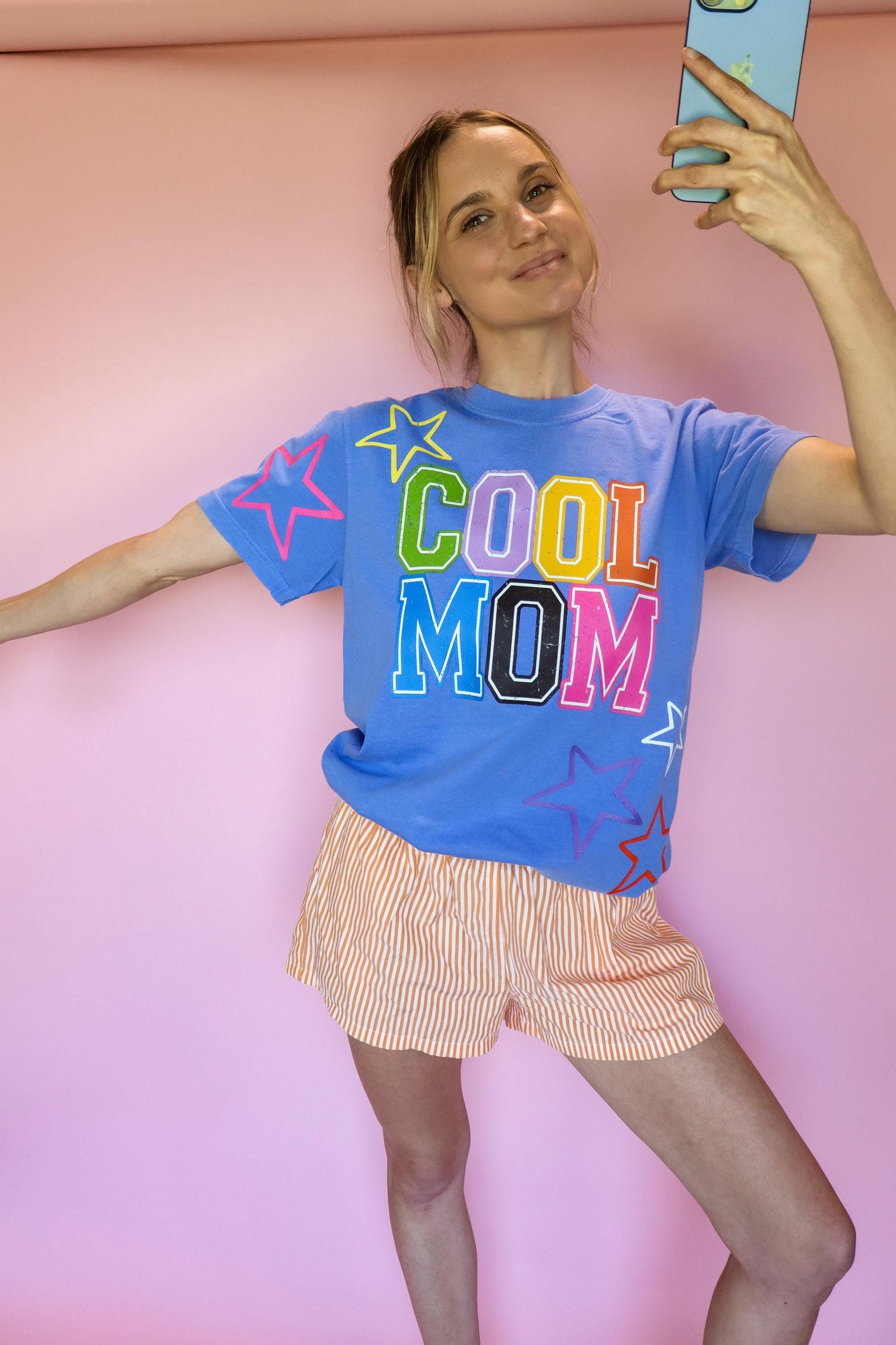 Cool Mom Shirt, Trendy Mom Tee, Colorful Varsity Mom T-shirt, Rainbow Graphic Shirt, Comfort Colors® Mom Shirt, Cute Mom Gifts