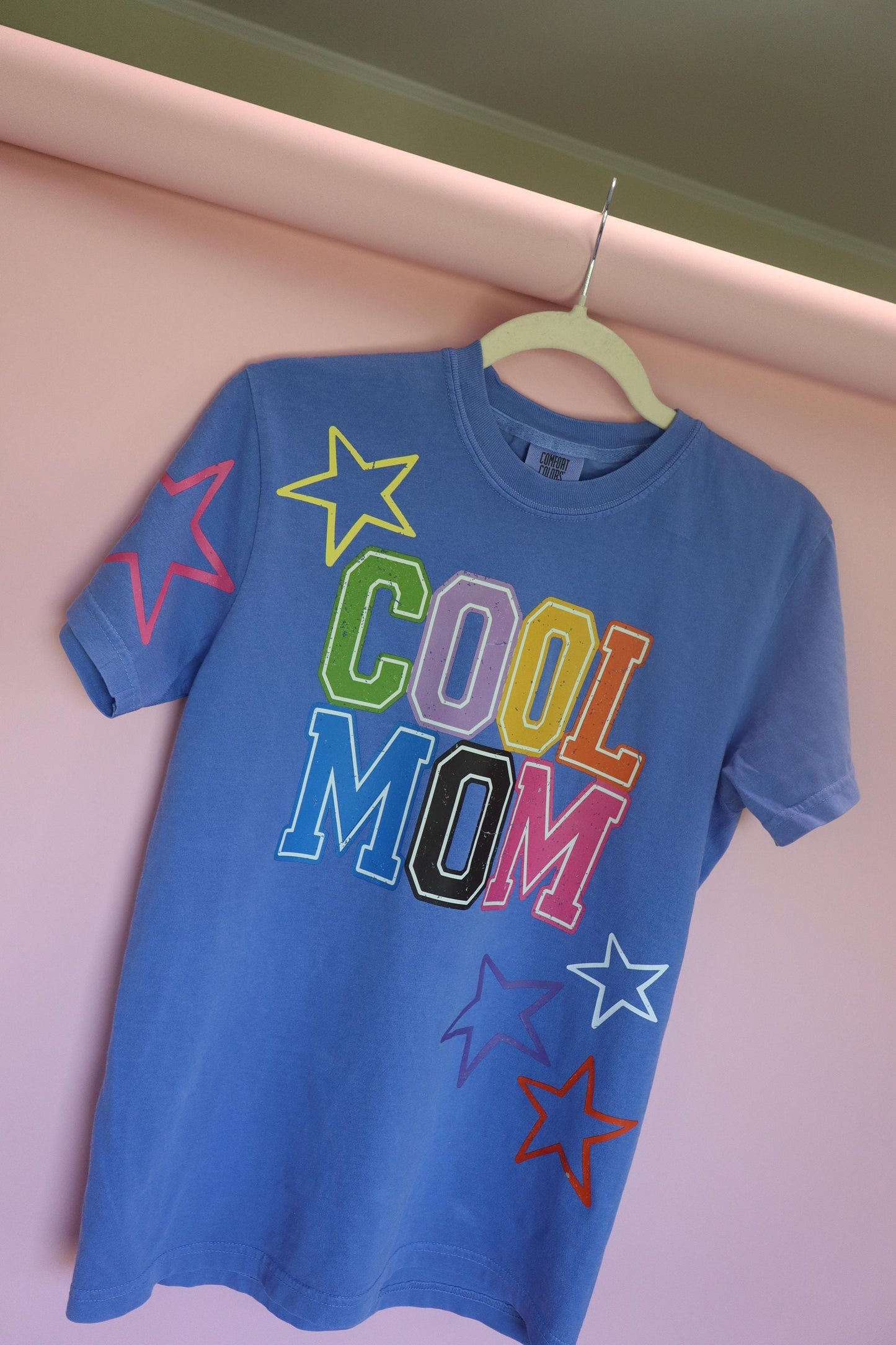 Cool Mom Shirt, Trendy Mom Tee, Colorful Varsity Mom T-shirt, Rainbow Graphic Shirt, Comfort Colors® Mom Shirt, Cute Mom Gifts