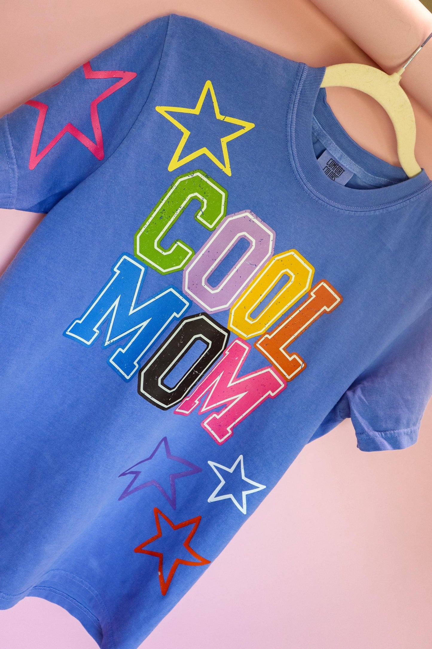 Cool Mom Shirt, Trendy Mom Tee, Colorful Varsity Mom T-shirt, Rainbow Graphic Shirt, Comfort Colors® Mom Shirt, Cute Mom Gifts