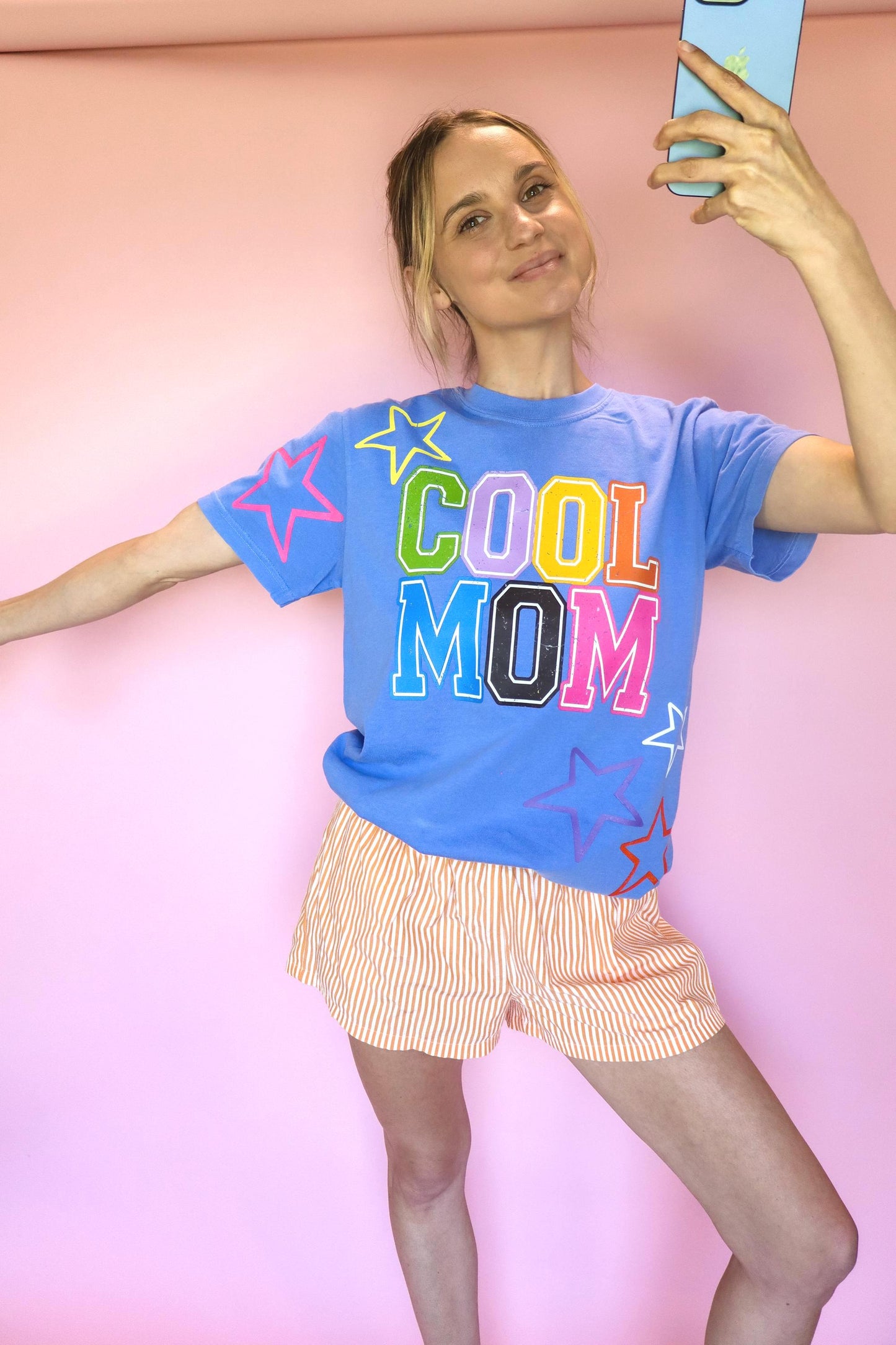 Cool Mom Shirt, Trendy Mom Tee, Colorful Varsity Mom T-shirt, Rainbow Graphic Shirt, Comfort Colors® Mom Shirt, Cute Mom Gifts