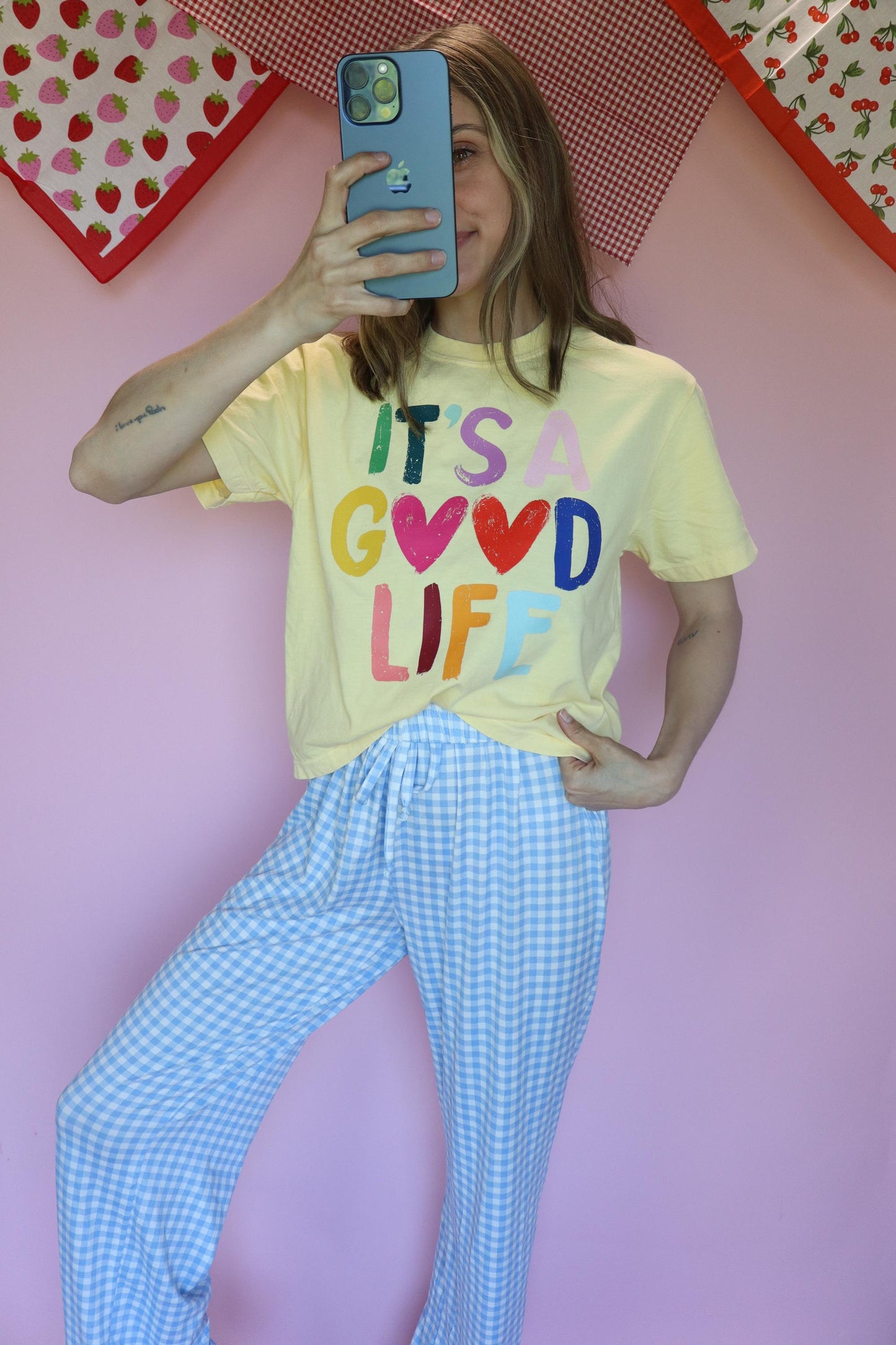 It’s a Good Life Shirt, Rainbow Graphic Tee, Positive Affirmation Shirt, Comfort Colors Butter Yellow Tee, Cute Mom Shirt