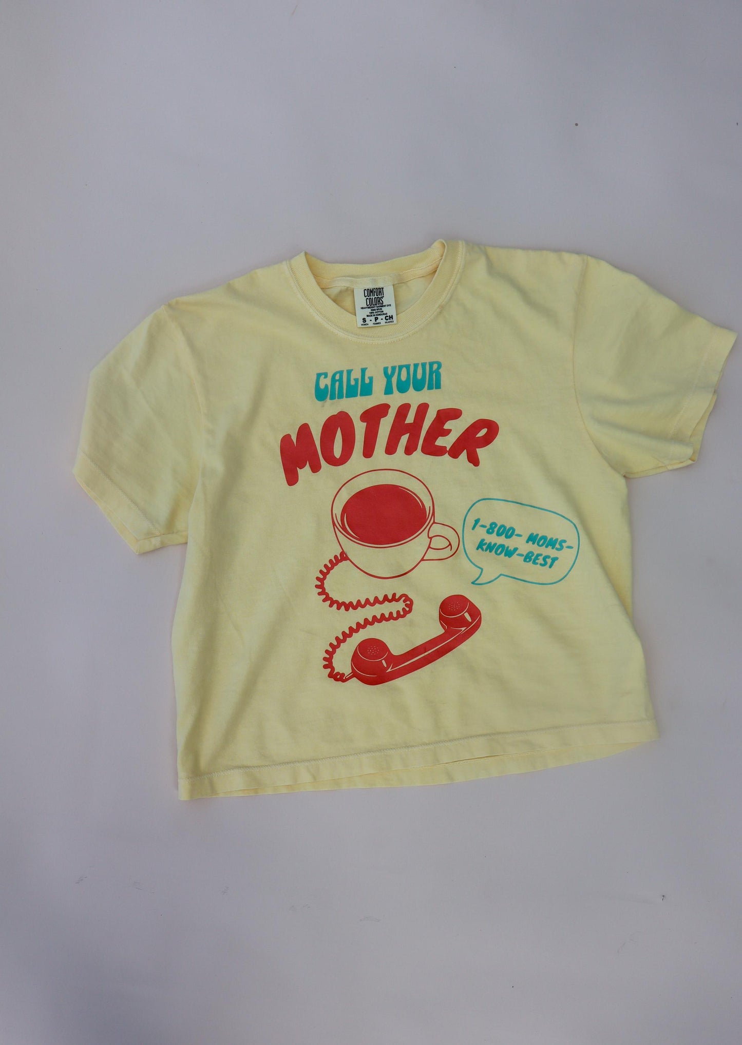 Call Your Mother Shirt, Tired Moms Tee, Coffee Mom Shirt, Nostalgic Moms Graphic Tee, Butter Yellow Comfort Colors® Shirt