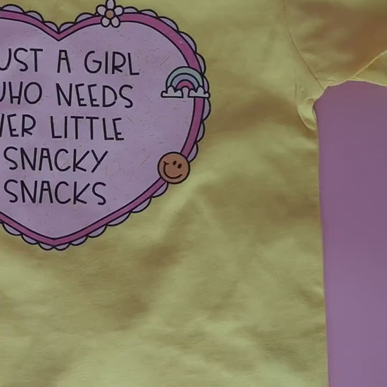 Funny Toddler Girl Snack T-Shirt, Butter Yellow Tee