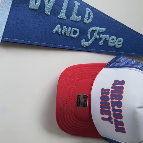Patriotic Trucker Hat, Womens Trucker Hat, Trendy Summer Hat, Red White and Blue Trucker Hat, American Honey Trucker Hat, Women's Trendy Hat