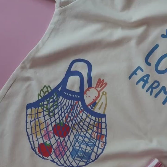 Support Local Kids T-Shirt: Retro Fruit & Veggie Market Graphic