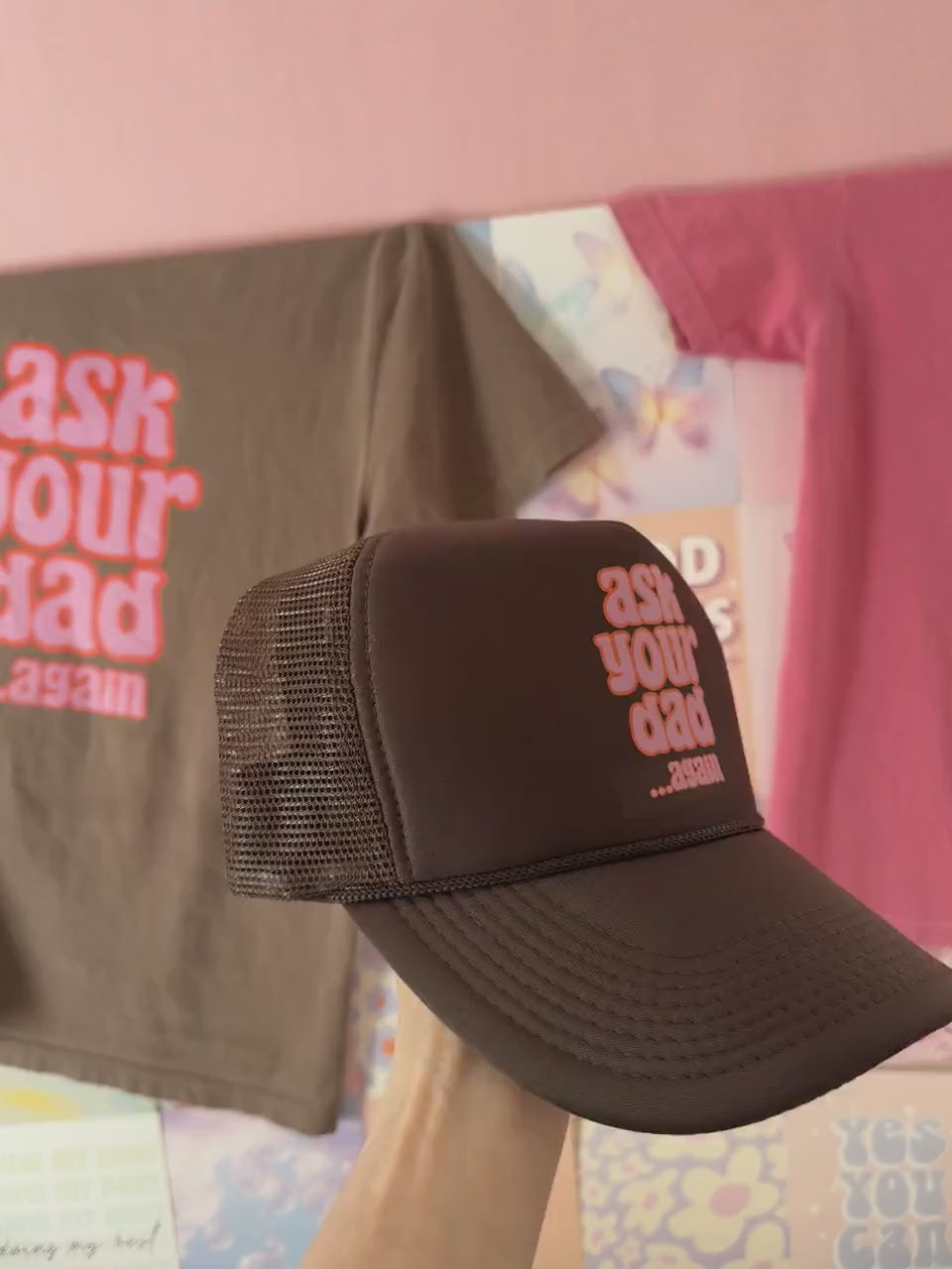 Go Ask Your Dad Trucker Hat, Mama Trucker Hat, BROWN Trucker Hat Women, GIFT for Her, Trendy Trucker Hats for Women, Mother’s Day Gift Mom