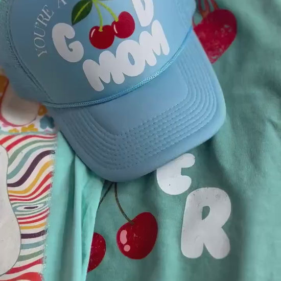 You’re a Good Mom Trucker Hat | Cute Mom Hat | Retro Cherry Hat | Aesthetic Foam Mesh Cap | Trendy Mom Gift | Cool Mom Accessories