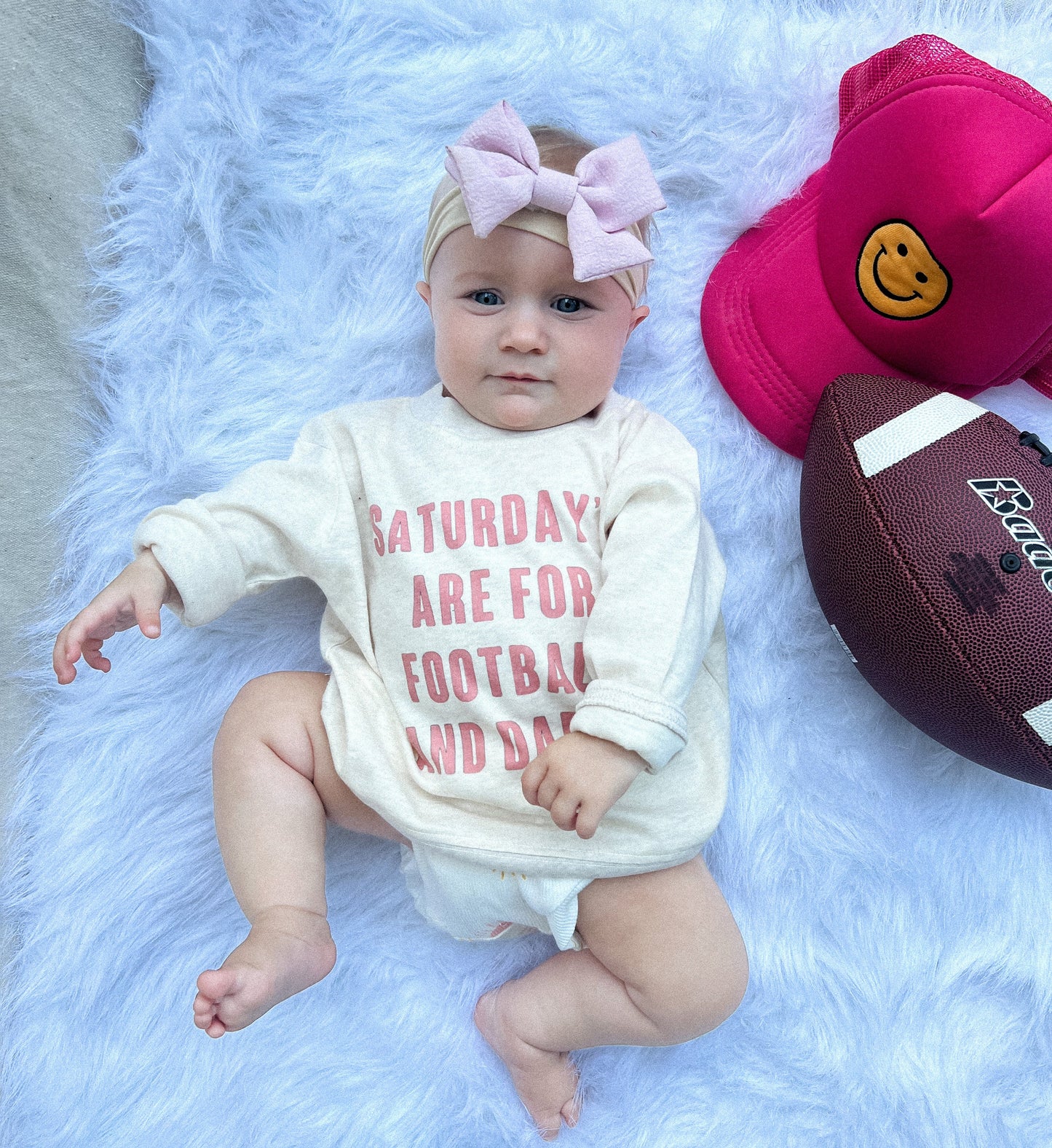 Game Day Toddler Shirt | On Saturdays We Watch Football With Daddy | Fall Baby Girl Clothes | Oversized Baby Sweater | Kids Fall Sweater