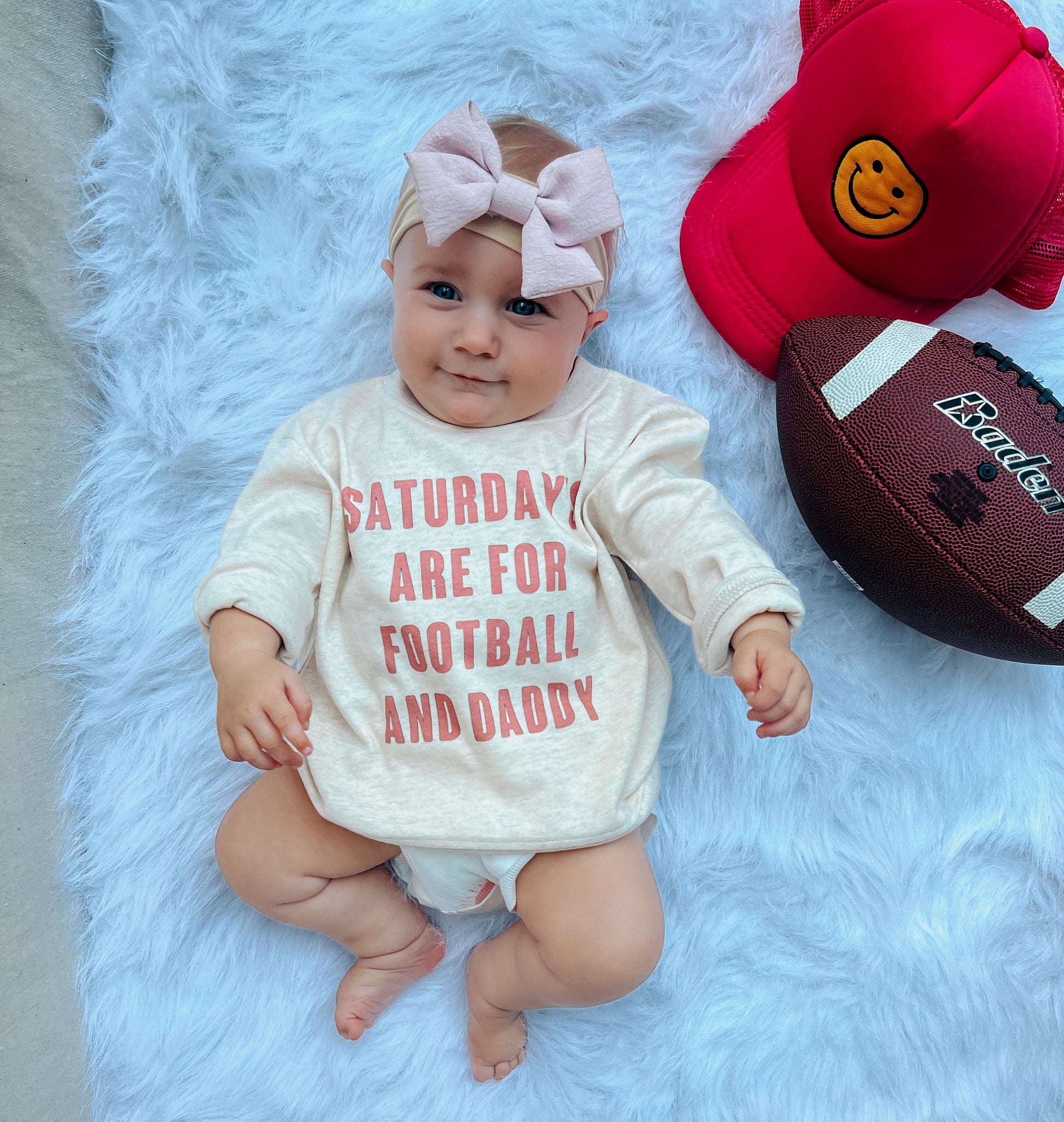 Game Day Toddler Shirt | On Saturdays We Watch Football With Daddy | Fall Baby Girl Clothes | Oversized Baby Sweater | Kids Fall Sweater