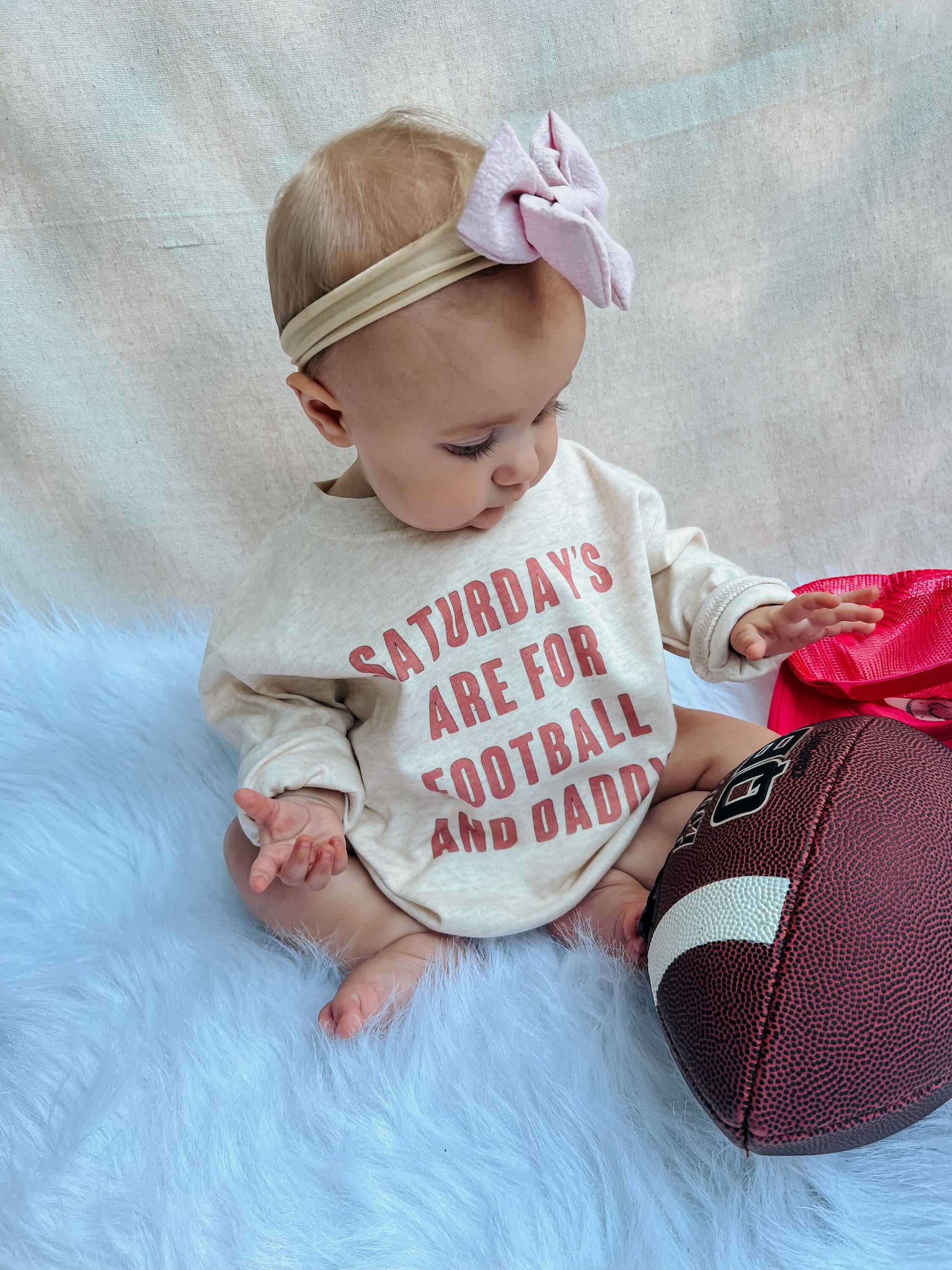 Game Day Toddler Shirt | On Saturdays We Watch Football With Daddy | Fall Baby Girl Clothes | Oversized Baby Sweater | Kids Fall Sweater